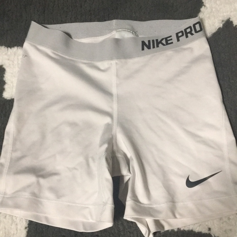 White small Nike pro spandex shorts